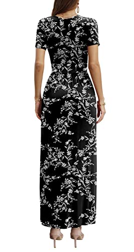 Image of CATHY Maxi Dresses for Women Short Sleeve V-Neck Casual Long Summer Wrap Dress with Pockets