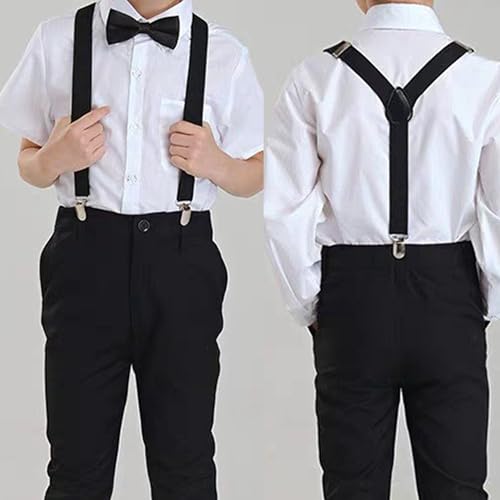 IZUS Child-Kids Suspenders Bow-Tie Sets Y-Shaped Elastic Adjustable Suspender-Set Girls-Boys for Wedding/Mime/Halloween/Party2