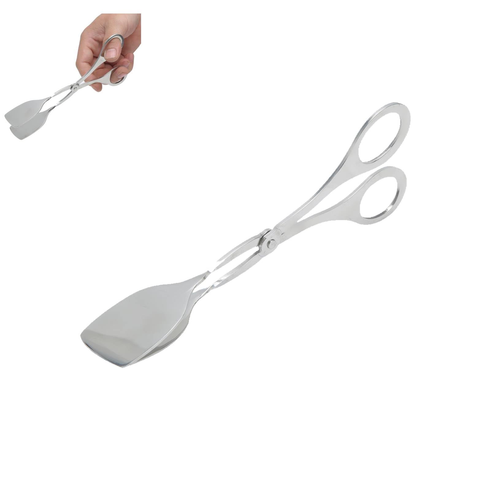 Food Tongs, 2PCS Serving Tongs Stainless Steel Tongs Cooking Tongs Salad Servers Tongs Kitchen Tongs for Bread Cake Bake Steak Barbecue(Silver)