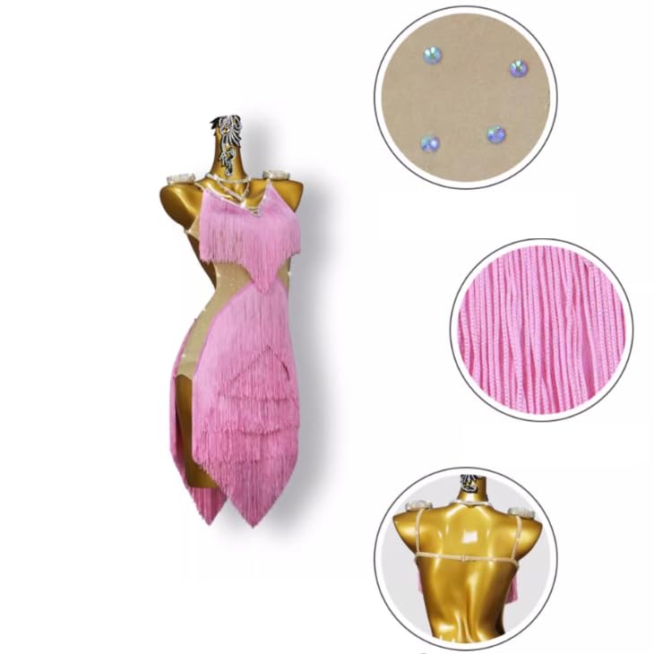 Backless Latin Dance Performance Dresses Women's Tango Dancing Skirt with Layered Tassels Cha Cha Ballroom Clothing3