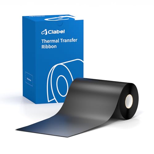 Image of Clabel 4.33 inch x 984' Full Resin Thermal Transfer Ribbon, 110mm x 300m Black Barcode Printer Ribbon, Compatible with Clabel X1 Thermal Transfer Label Printer, 1 Roll