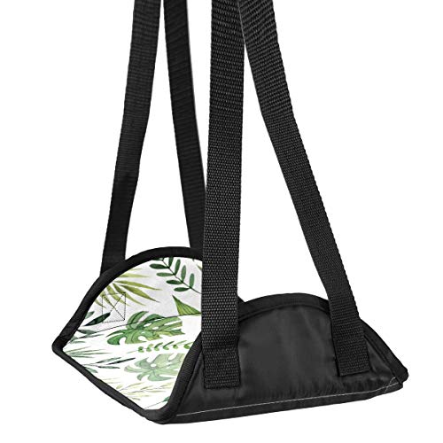 Preisvergleich Produktbild Flugzeug-Fuß-Hängematte, Schreibtisch-Fuß-Hängematte, Reise-Fußstütze, Heimzubehör, Beinstütze, tropische Blätter, Muster, 1 Stück