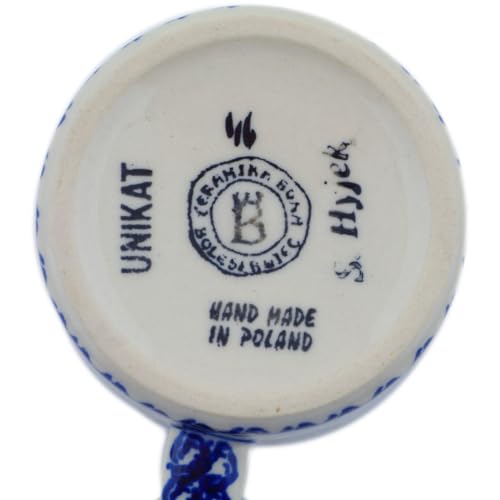 Taza Polmedia Polish Pottery 13 oz patrón Blue Kiss Blooms miniatura 4