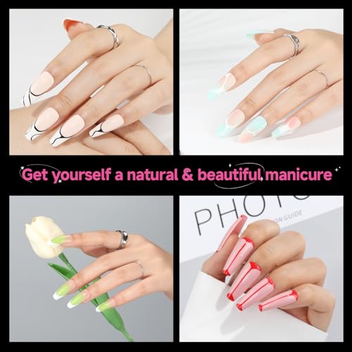 Image of UNA GELLA Long Coffin Nail Tips 312PCS Gel Nail Tips Coffin Pre-Shape