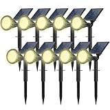 Fratink Solar Spot Lights Outdoor, 10 Pack Outdoor Solar Lights for Yard, 4 Lighting Mode Solar Landscape Spotlights with Auto On/Off, 2-in-1 Waterproof Wall Lights for Garden, Walkway (Warm White)