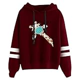 Kaputzenpulli Damen Gemusterte Hoodie Abend Kawaii Langarm Neujahrs T Shirts Women Lauschig Kordelzug Kapuzen Lauschig