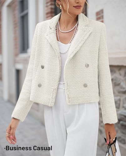 Mina Self 2025 Fall Women's Tweed Blazer Jacket - Fashion Warm Fully Lined Elegant Trendy Casual Cute Coat with Pockets3