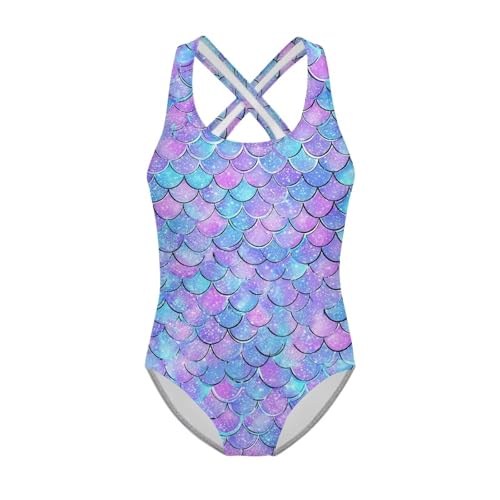 Image of One Piece Swimsuit for Girls Kids Quick Dry Bathing Suit with Crossback Strap Summer Beach Swimwear Size 5T-14