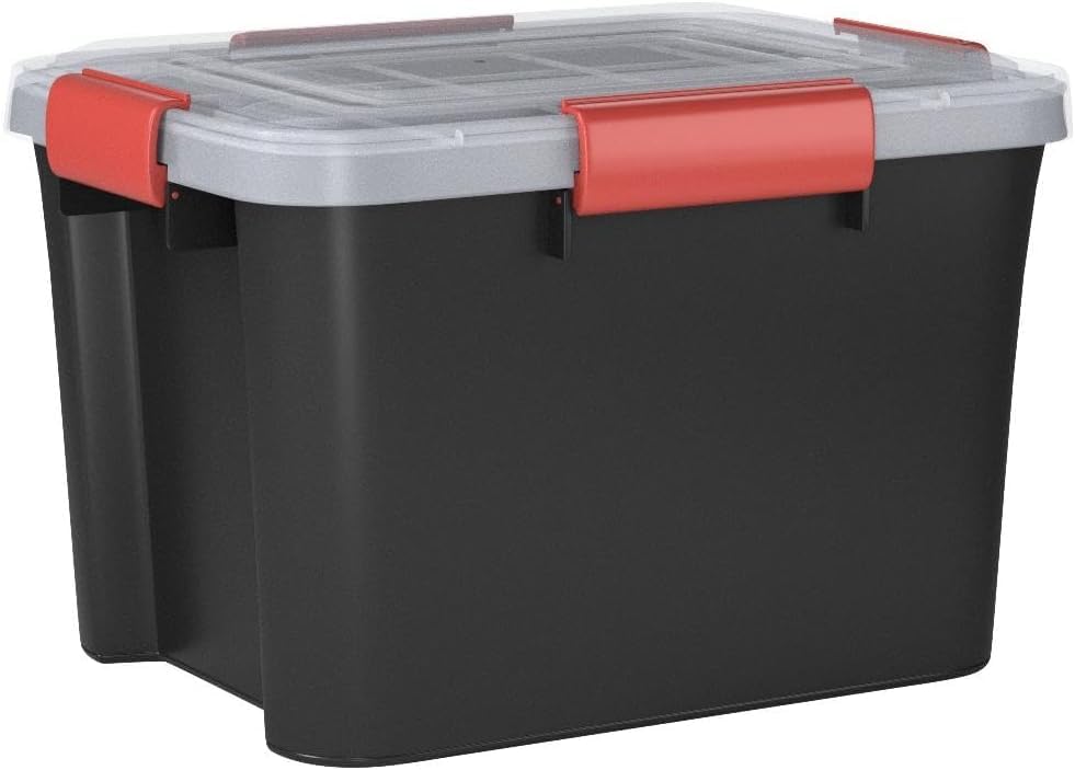 Iris Ohyama Luftdichte Kunststoff-Aufbewahrungsboxen mit Deckel, 20L, 3er-Set, Schwarz, Hermetischer wasserdichter Verschluss, Robuste