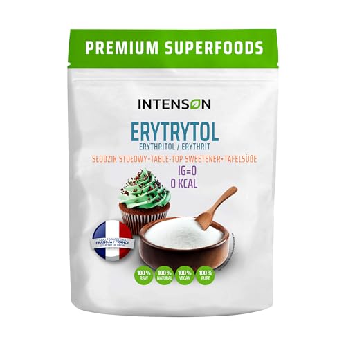 Intenson Eritritolo Francese 1kg, dolcificante naturale, zero calorie, sostituto dello zucchero, Alternativa allo zucchero