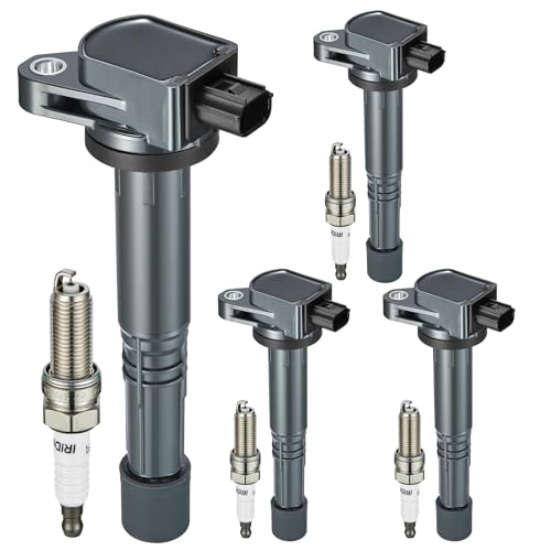 Image of Set of 4 Ignition Coil Pack UF602 and Iridium Spark Plugs 97390 Compatible with Honda 08-12 Accord 10-14 CR-V 12-15 Civic 12-15 Crosstour 13-15, Compatible with Acura ILX Replaces C1662 5C1719