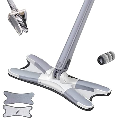 360° Rotatable Adjustable Butterfly Mop, Imitation Hand Twist Quick Dry Mop, X-Shape Microfiber Mop with Reusable Pads, for Windows Hardwood Floor Wall Tile Dust (Mop With 1 Cloth)