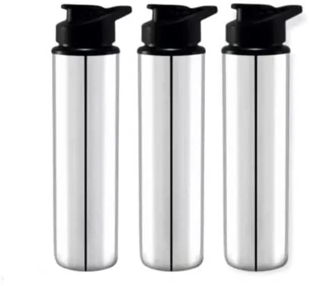 Image of Stainless Steel Sipper Water Bottle 1000 ml, Silver|| Air tight, Leak Proof |Gym Bottle | Hiking | Treking Bottle | Travel Bottle Pack of 3