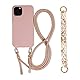 Emlivi Handykette Hülle mit Armband für iPhone 14 Necklace Handyhülle Nylon Schultergurt Silikon Cover mit Kordel zum Umhängen Schutzhülle mit Stylische Band Case für iPhone 14, Sandrosa