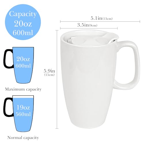 Vaso de café cerámico Linkidea con tapa deslizante 20 oz miniatura 2