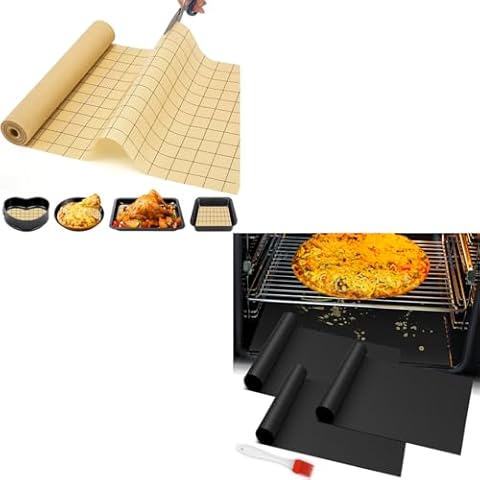 Silicone Baking Mat Roll + 3Pack Oven Liners for Bottom of Electric Gas Oven Cover