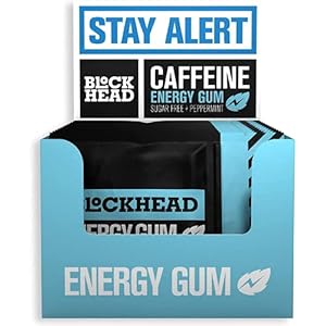 BLOCKHEAD Energy Peppermint Chewing Gum | cafeïne, ginseng, vitamines B1, B6 en B12 – calorie- en suikervrij (120 stuks)