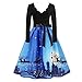Produktbild Lazzboy Kleid Frauen Langarm Weihnachten Vintage Flare Weihnachtskleid Damen Weihnachtspullover Weihnachtsdeko Kleider Weihnachtsmann Schlitten Druchen Party Swing(Blau,L)