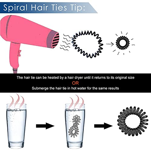 Image of Zibuyu Spiral Hair Ties Rubber Bands for Ponytail 9 Pcs