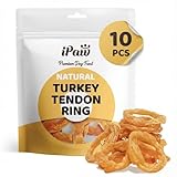 iPaw 10 Pcs Value Pack Turkey Tendons for Dogs, 100% Turkey and US Sourced Raw Material, Hypoallergenic, All Natural Human Grade Puppy Chew, Rawhide Alternative Dog Treats, Ring (Small)