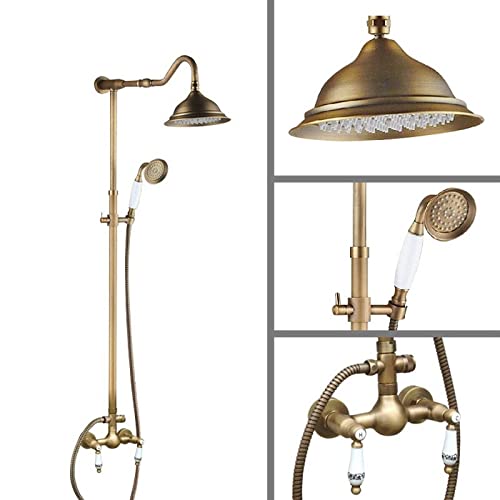 Robinet de douche de pluie en laiton antique avec mitigeur de salle de bains