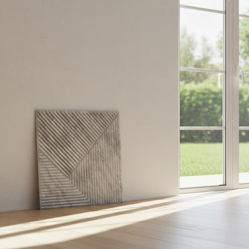 Image of Kayra Decor PVC Panel for Wall - Fluted Design White Marble Color 19.7 inch x 19.7 inch (Pack of 12) - Covers 32.34 Sq. Ft.
