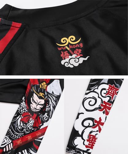 Image of HUGE SPORTS Men's Rash Guard Long Sleeves UPF 50+ UV Sun Protection Quick Drying Splice Compression Swim Shirts