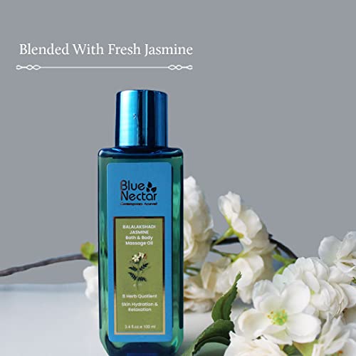 Blue Nectar Sensuous Jasmine Body Massage Oil For Relaxing Massage Therapy With Essential Oils 100% Natural Ingredients(8 Herbs,3.4 Fl Oz) #TOP3