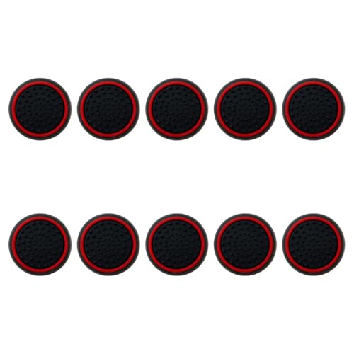 Superior 10Pcs Analog Controller Thumb Stick Grip Thumbstick Cap Cover Compatible for Sony PlayStation 4 PS4/PS3/PS2 Controller Xbox one/Xbox 360 - Black Background with Red Circle