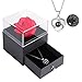 Scatola regalo rosa rossa con catena d'argento, 100 lingue ti amo, fiore eterno rosa artificiale, scatola di gioielli romantici, regalo di San Valentino per l'amante, per la festa della mamma