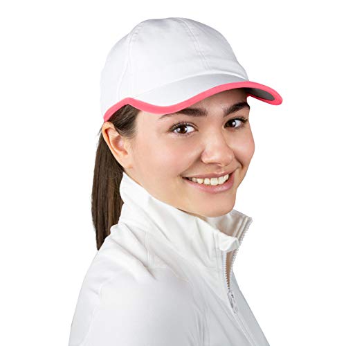 TrailHeads Women's Running Hat with UV Protection (White/Coral)