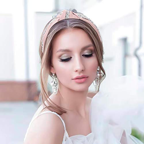 Kalyn 3Pcs Fashion Rhinestone Diamond Headbands,Satin Knot Headbands Hair Bands Glitter Hairband For Women Girls Hair Accessories(Yellow, Pink, Gray Colors) #TOP4