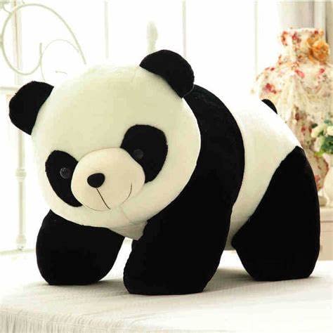 Image of Soft Stuffed Plushy Panda Baby Toy for Kids Childrens Girls Boys Infants Decoration in Car Gift On Birthdays (Color Black and White, Size 50 cm)