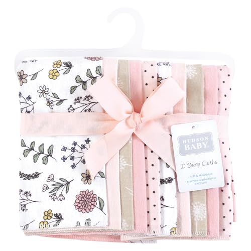 Image of Hudson Baby Unisex Baby Flannel Burp Cloth 10pk, Dandelion Wish, One Size