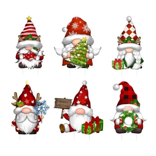 URPIZY 6 Stück Wasserdichte Weihnachtswichtel Gartenschilder Aus...