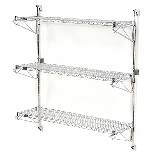Nexel Wall Mount Wire 3-Shelf Starter Unit, 42