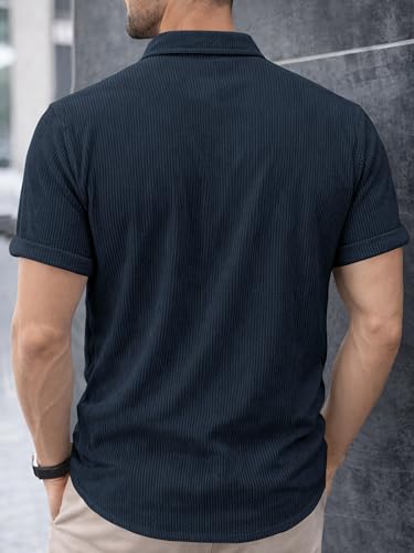 Image of Noble Monk Men's Polyester Regular Fit Solid Casual Shirt |Half Sleeve | |Stylish Shirt