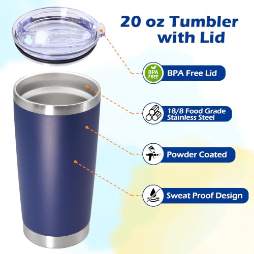 Image of 20oz Tumbler Insulated Tumblers Vacuum Coffee Mug with Lid Navy 12Pack