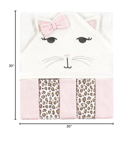 Image of Hudson Baby Unisex Baby Hooded Towel and Five Washcloths, Kitty, One Size