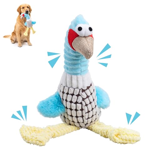 JHAOSAIZ Blue Turkey Dogs Squeaky Plush Toys for Chewers Corduroy & PP Cotton Plush Dog Toy Durable Interactive Chew Toy for Small Medium Large Dogs