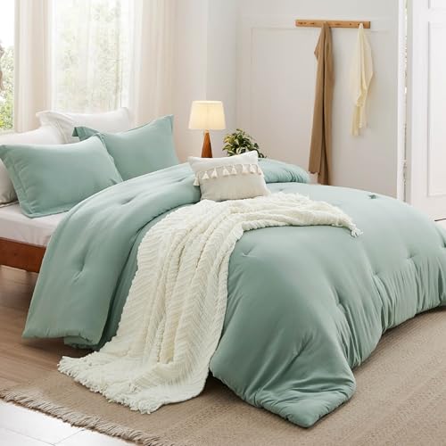 Bedsurekingcomfortersetwiththrowblanket5piecesbohobeddingdownalternativebedinabagsagegreenbedsetwithcomforterpillowshamsthrowpillowchenilleblanket Urban Country Home Decor Bedsure king comforter set with throw blanket 5 pieces boho bedding down alternative bed in a bagsage green bed set with comforter pillow shams throw pillow chenille blanket urban country home decor