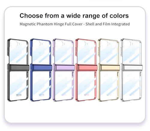 Image of Midkart Magnetic Case Compatible with Samsung Galaxy Z Flip 7 Release 2025 Hinge Protection Electroplated Anti-Yellowing Camera Protection Cover, Transparent & Blue