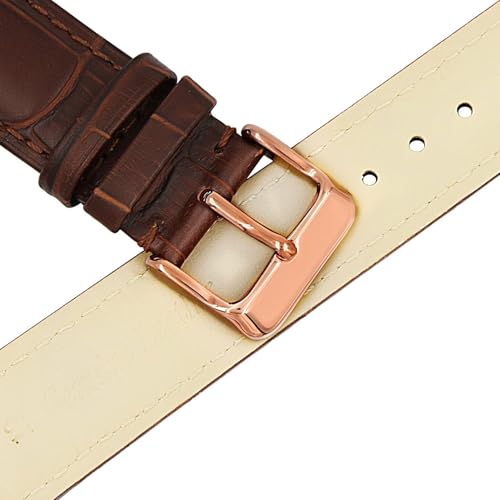 Image of 18mm 20mm 22mm 24mm 26mm 28mm 30mm 32mm Genuine Leather Black Brown Light Brown Blue Silver Rose Yellow Golden Silver Buckle Clasp Watch Band Strap for Men and Women