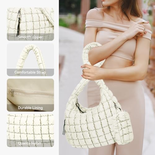 Image of Puffer Tote Bag for Women Large Quilted Crossbody Bag Hobo Crossbody Lightweight Padding Puff Purse Tote Bag for Women