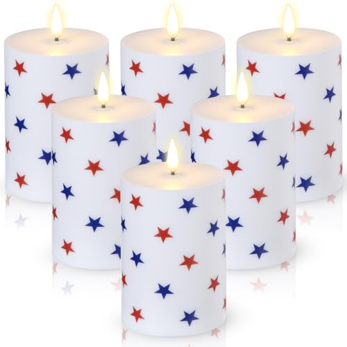 Bougies patriotiques pour décoration de table de jardin et terrasse d'été lot de 6