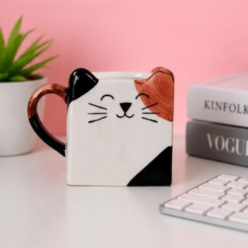 Image of Craftribal Ceramic Cute Cat Mug - 250 Ml Coffee Mug | Cute Gifts for Girls, Boys, Kids, Friends | Perfect for Tea, Milk, Hot Chocolate & Beverages | Birthday, Anniversary & Gifting Pack of 1
