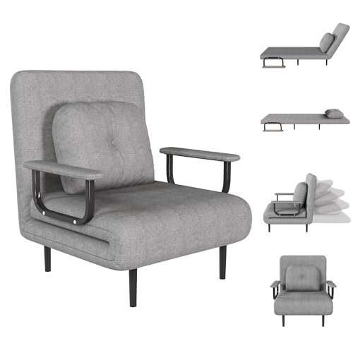 Sillón convertible plegable gris miniatura 1