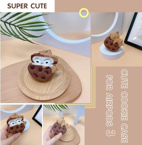 Image of Silicone Case Compatible for Apple Airpods 4 (2024) Cute Design for AirPods 4 with Active Noise Cancellation (ANC) with Keychain Hook Shockproof Protective Case (Cookie Bear)
