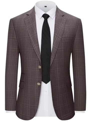 Men's Suit Jacket Blazer Casual Plaid Stripe Slim Fit Party Sport Coats Blazers Single Breasted Mens Tuxedos Jackets Coffee 3X-Large4