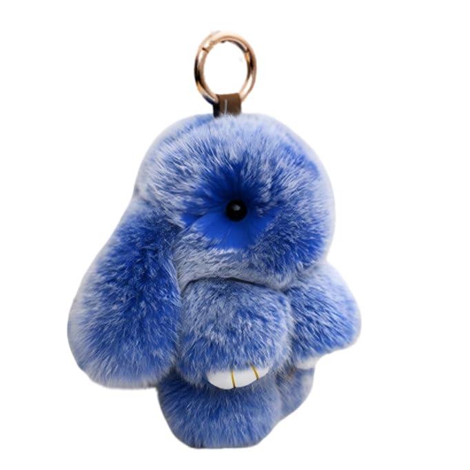 Bunny Fur Rex Rabbit Pompom Ball Doll Pendant Keychain Car Handbag Keyring